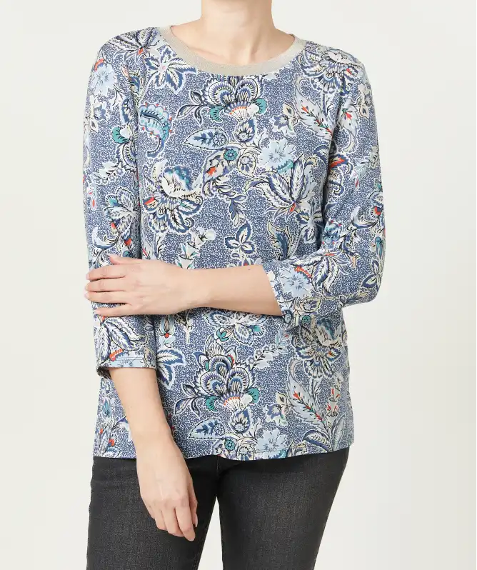 Shirt mit Glitzer-Ausschnitt