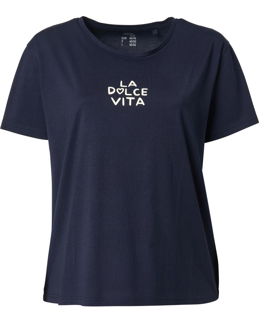 T-Shirt aus Baumwolle blau/weiß