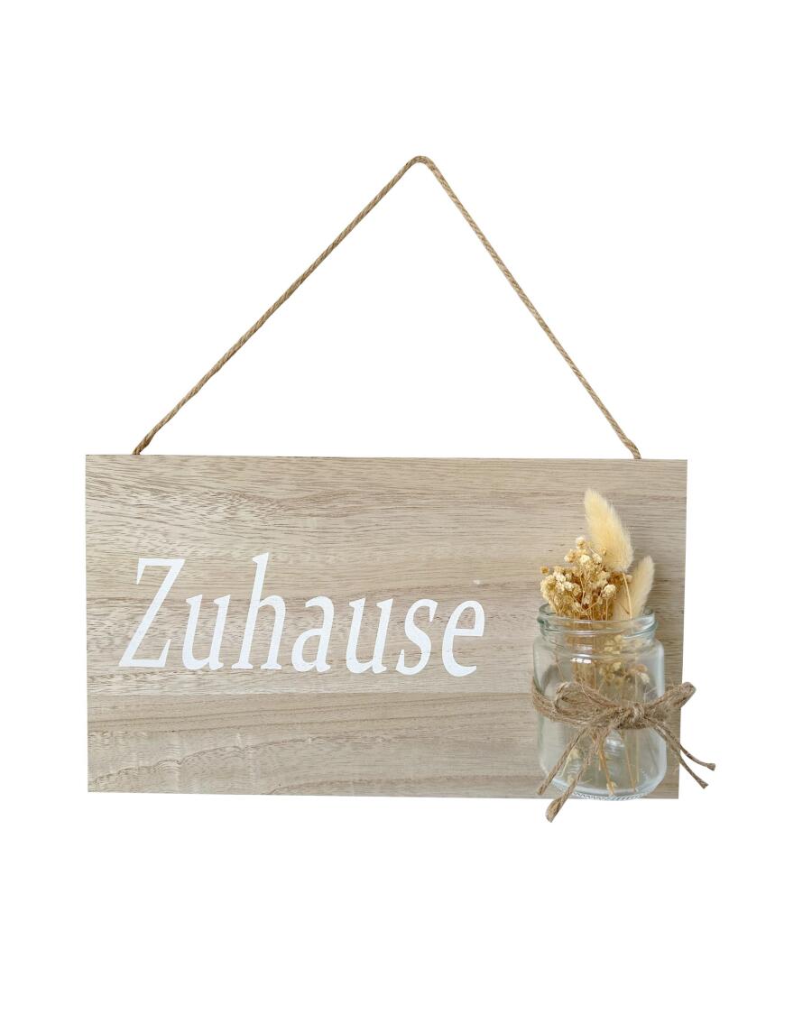 Schild mit Blumenvase naturfarben
