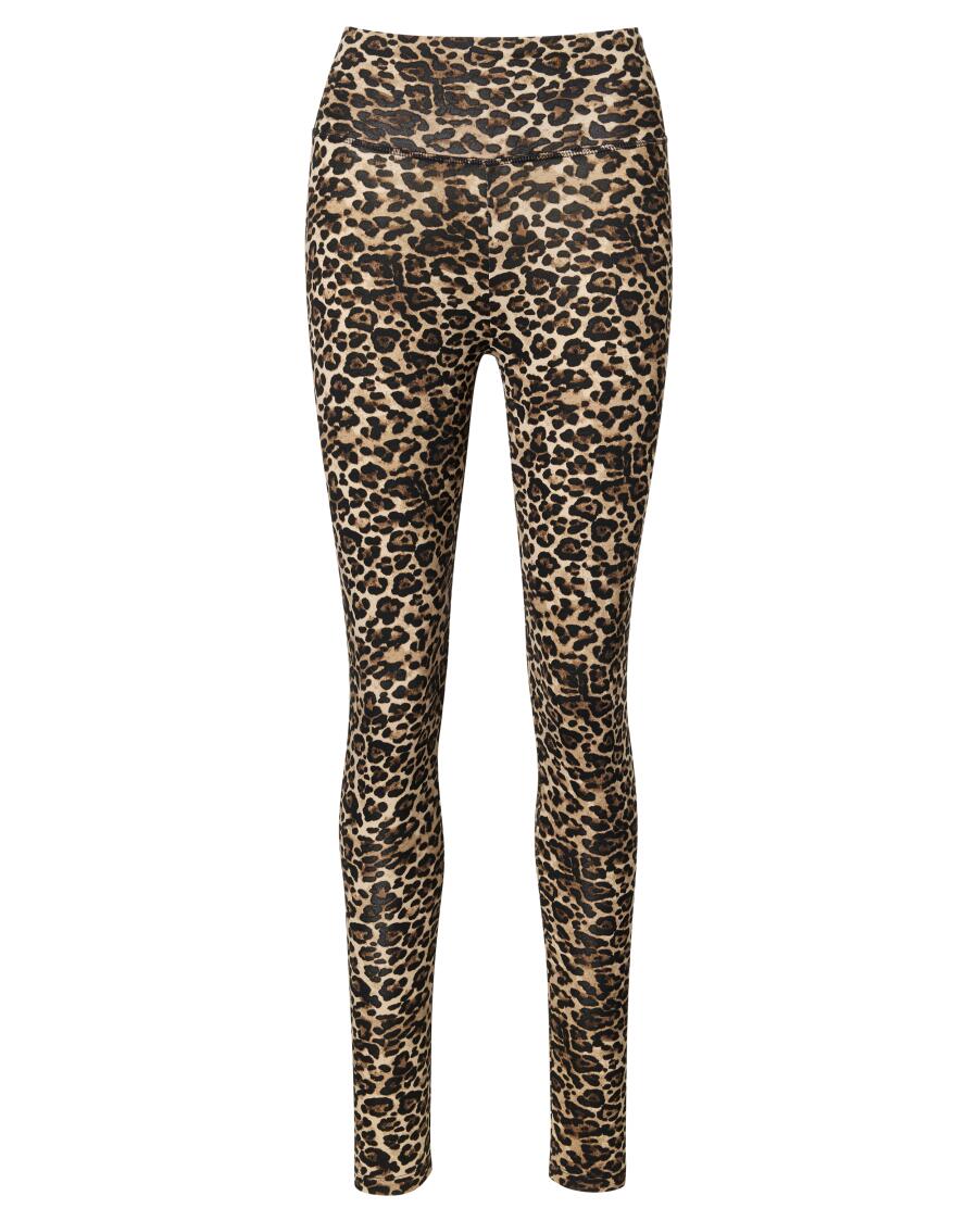 Legginsy z wzorem w panterkę Janina, szeroki ściągacz w pasie
