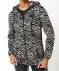 Fleecejacke mit Kapuze Zebradruck