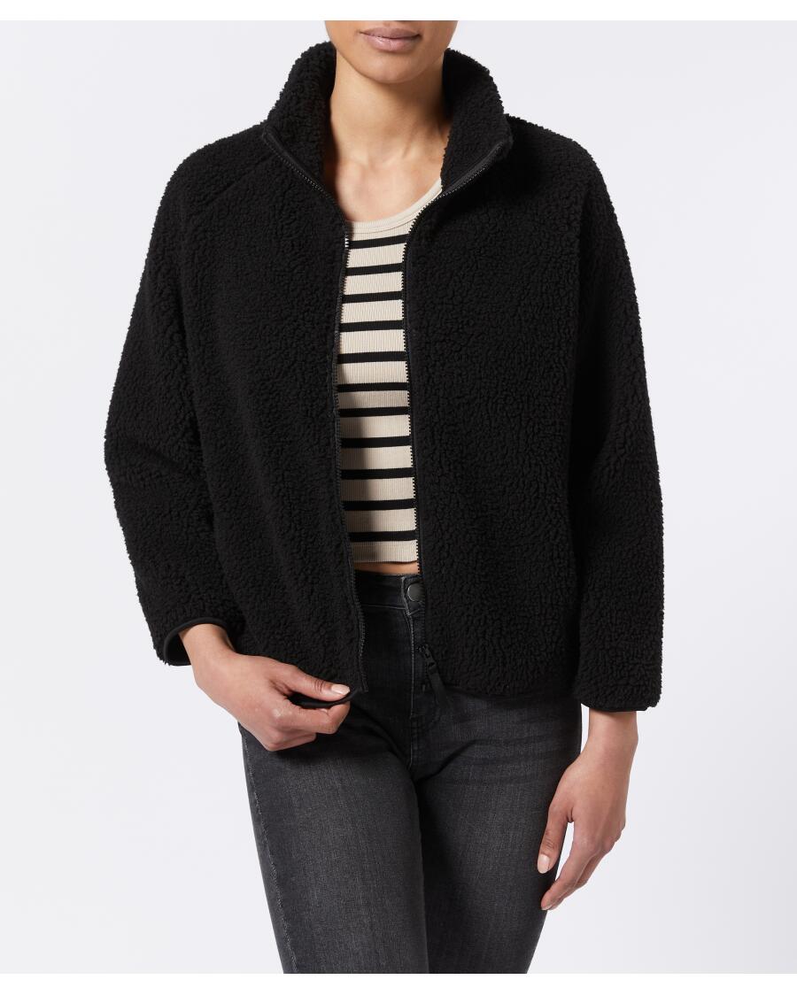 Fleecejacke in Teddyoptik schwarz