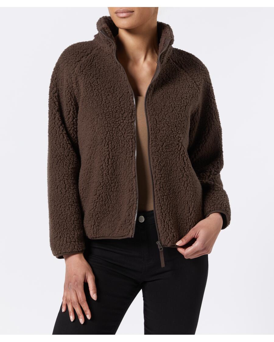 Fleecejacke in Teddyoptik braun
