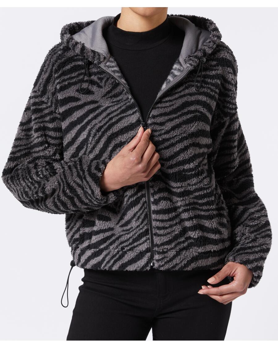 Fleecejacke Zebra grau gestreift