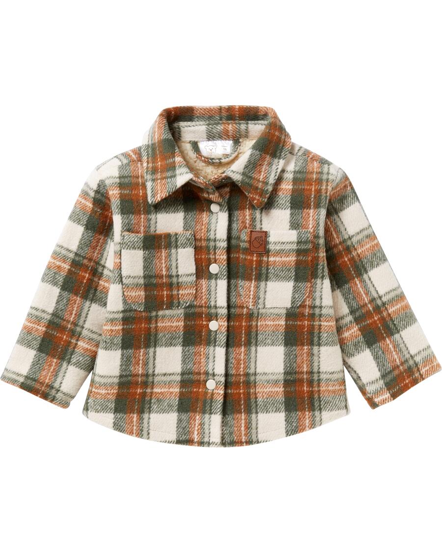 Flanelljacke mit Teddyfutter Beige