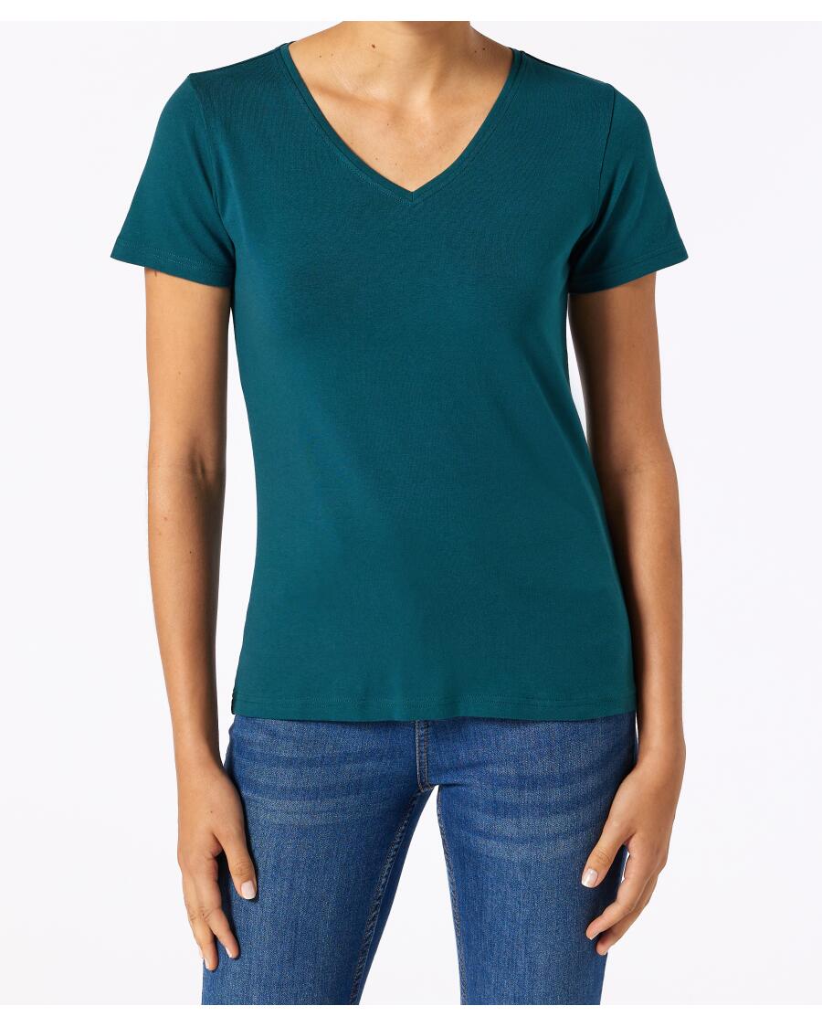 T-Shirt mit V-Ausschnitt petrol