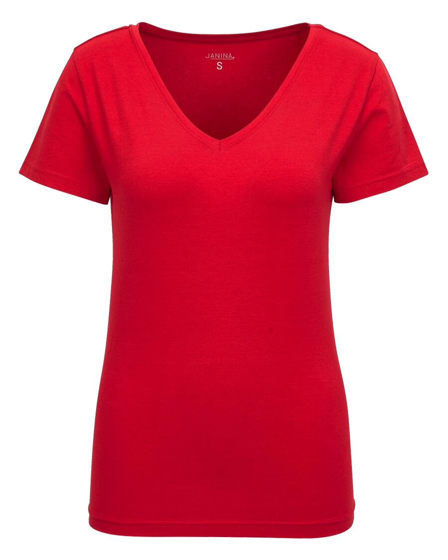 T-Shirt z dekoltem typu V-dekolt Janina, zawartość stretchu