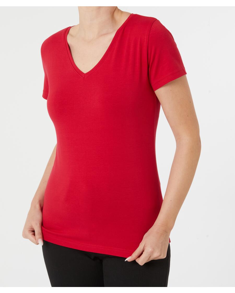 T-shirt met V-hals rood