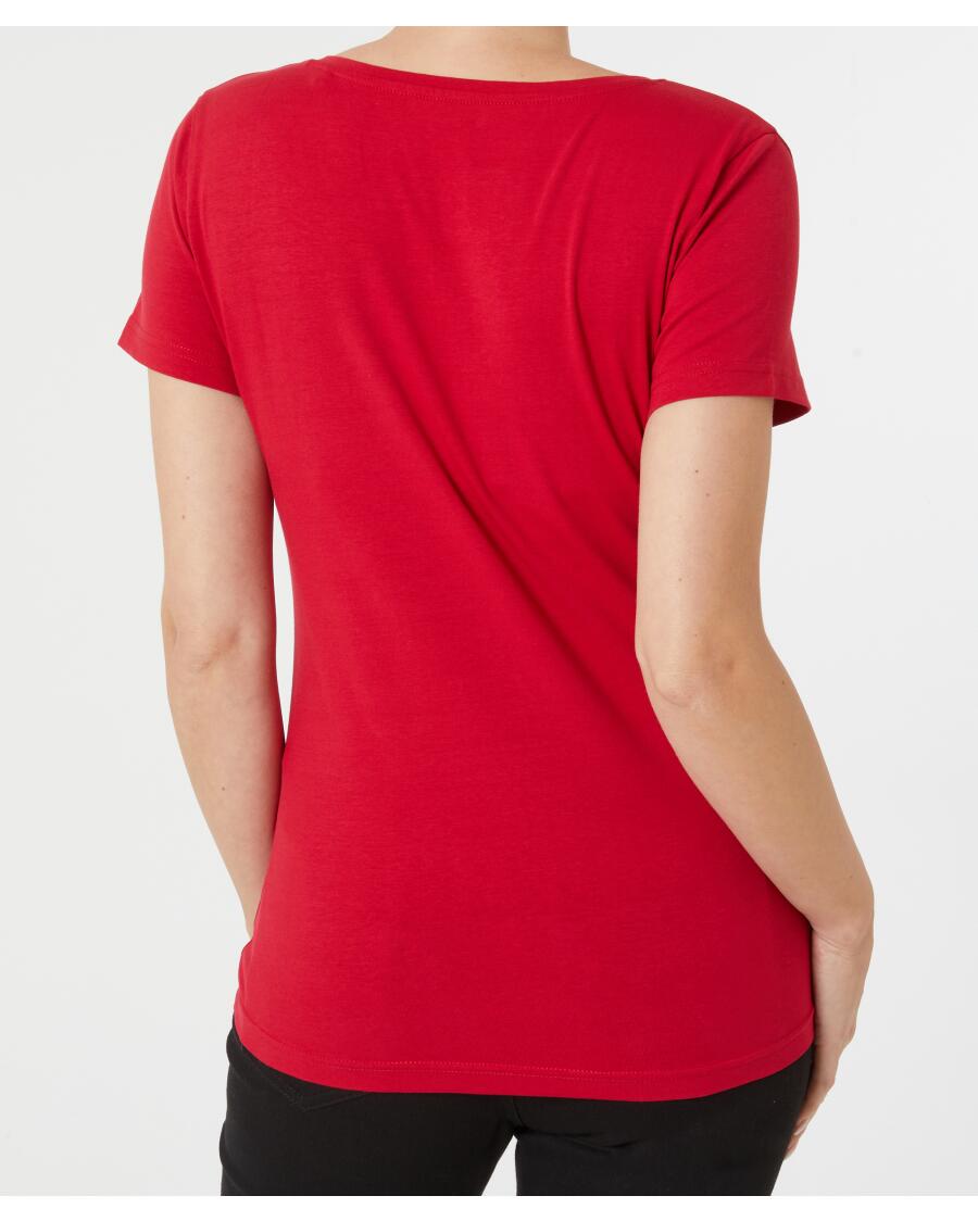 T-Shirt z dekoltem typu V-dekolt Janina, zawartość stretchu