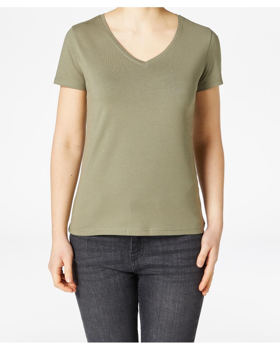 T-Shirt mit V-Ausschnitt Khaki