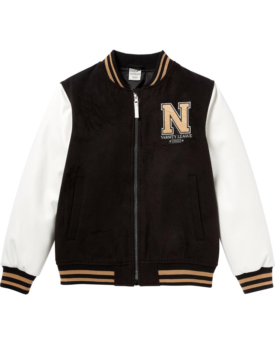 Collegejacke mit Aufnäher schwarz