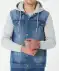 Kurtka jeansowa z rękawami z materiału dresowego niebieski jeans