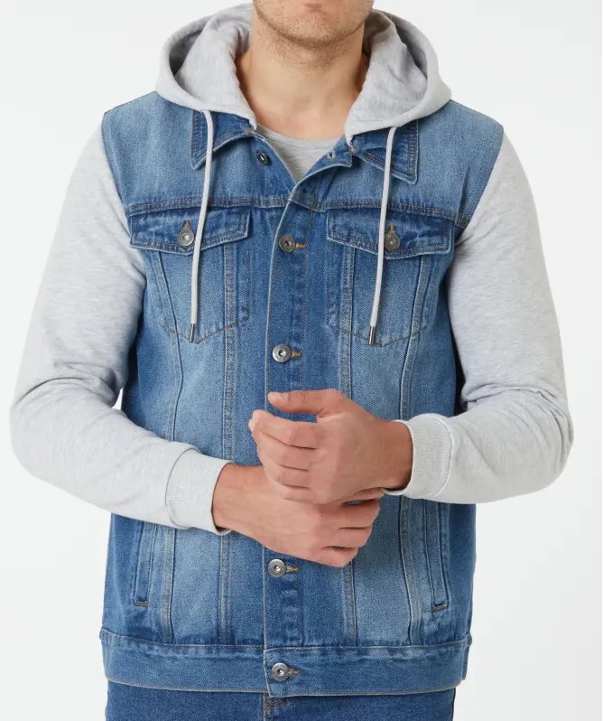 Jeansjacke mit Ärmeln aus Sweatstoff