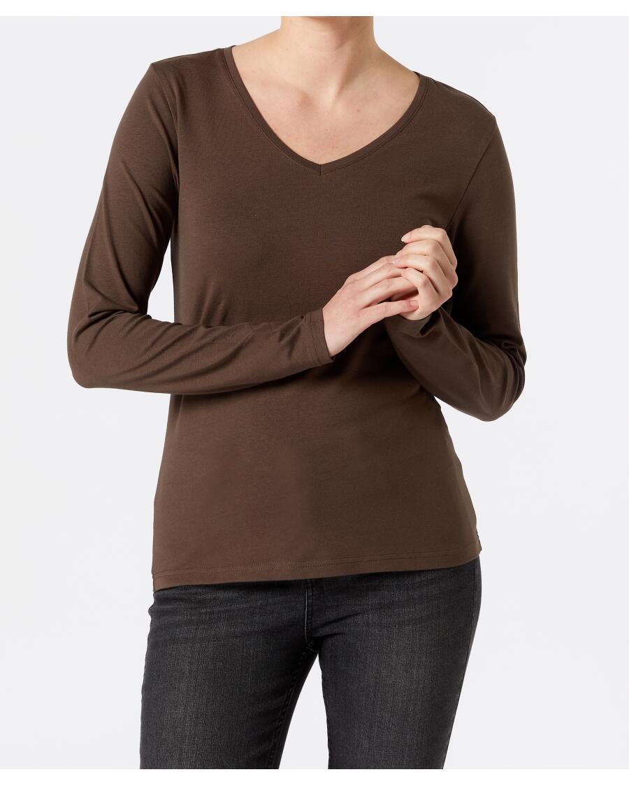 Basic Langarmshirt braun