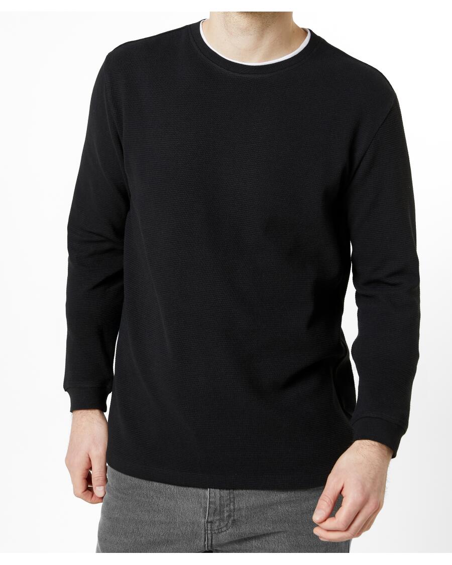 Langarmshirt in Doppellagenoptik schwarz
