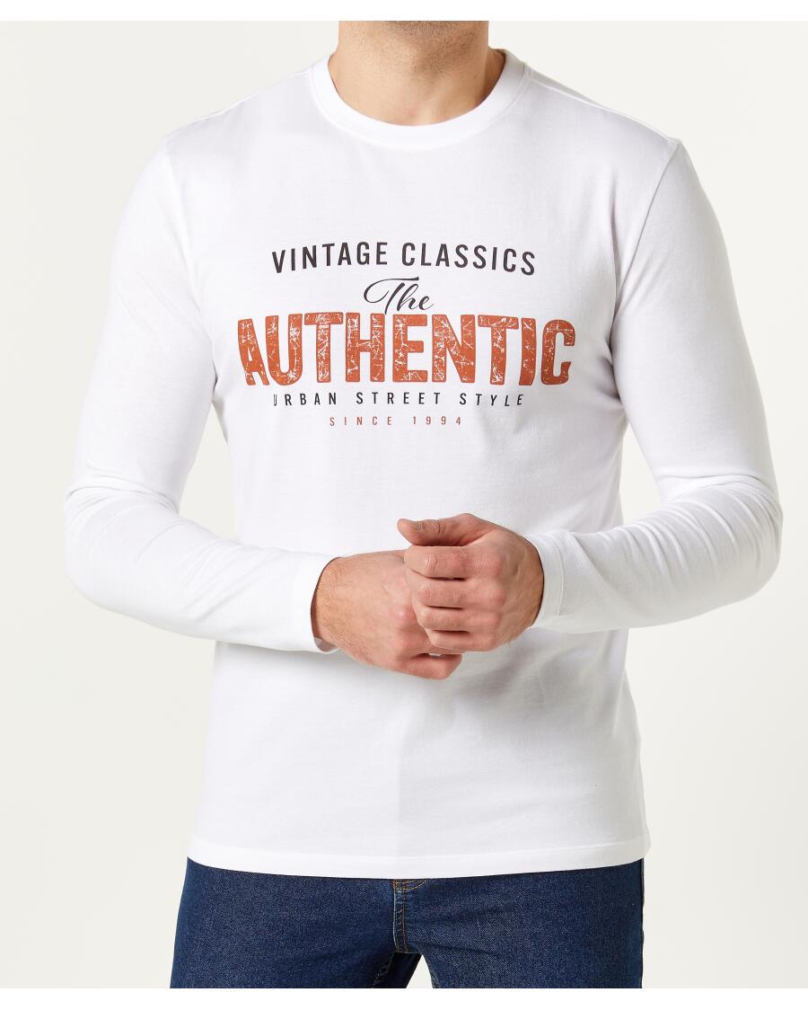 Langarmshirt mit Frontprint weiß