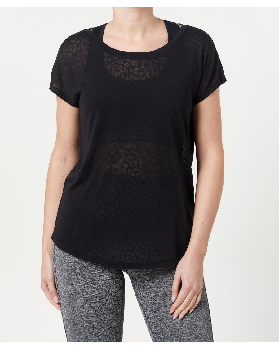 Sportshirt in Ausbrenner-Optik schwarz