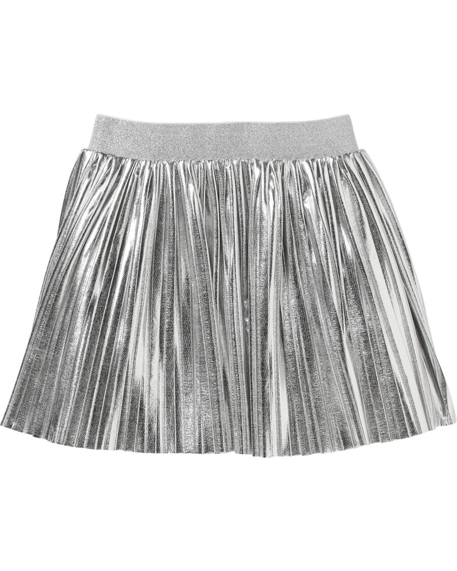 Metallic Faltenrock silber
