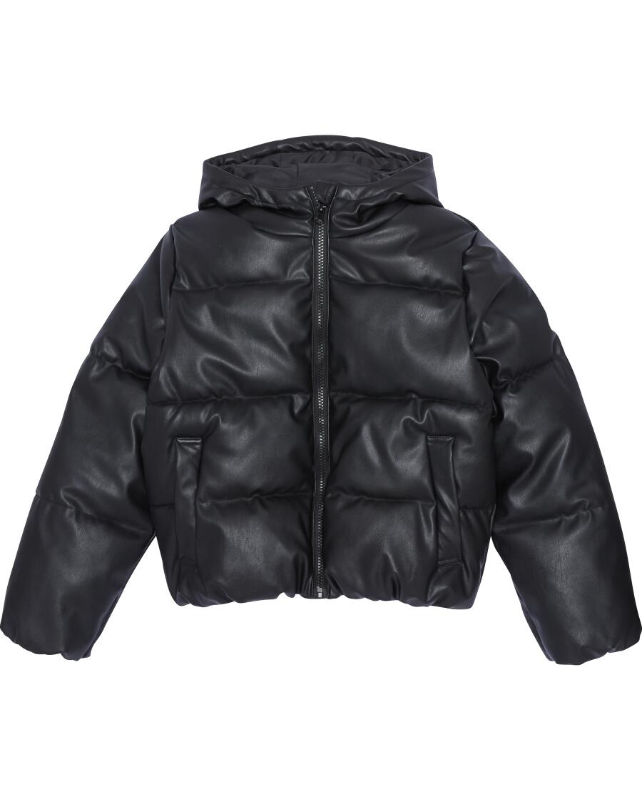 Gesteppte Kunstlederjacke schwarz