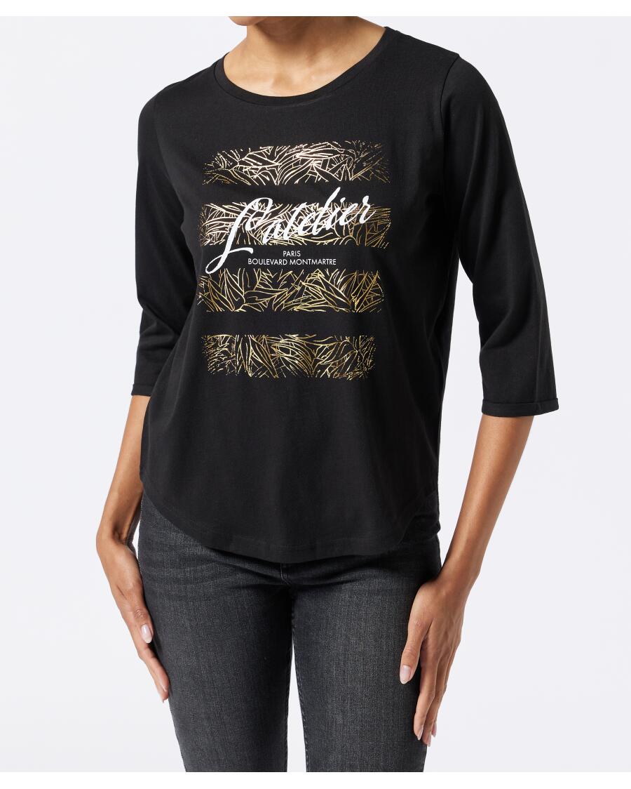 Shirt mit goldschimmerndem Print schwarz