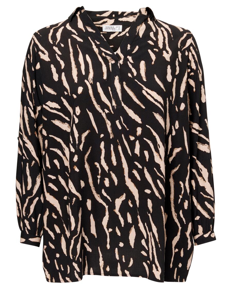 Gemusterte Bluse schwarz/beige