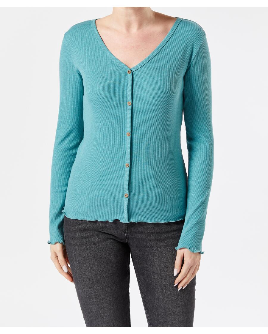 Langarmshirt mit Wellenkanten mintgrün
