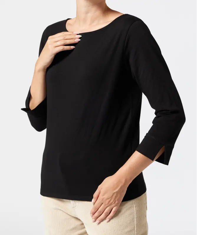 Shirt met U-boot hals