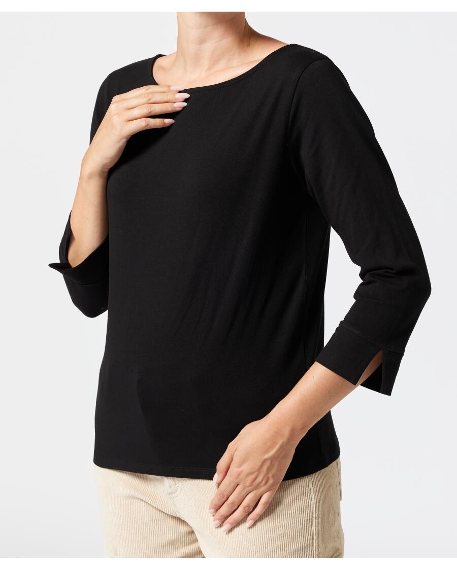 Shirt met U-boot hals zwart