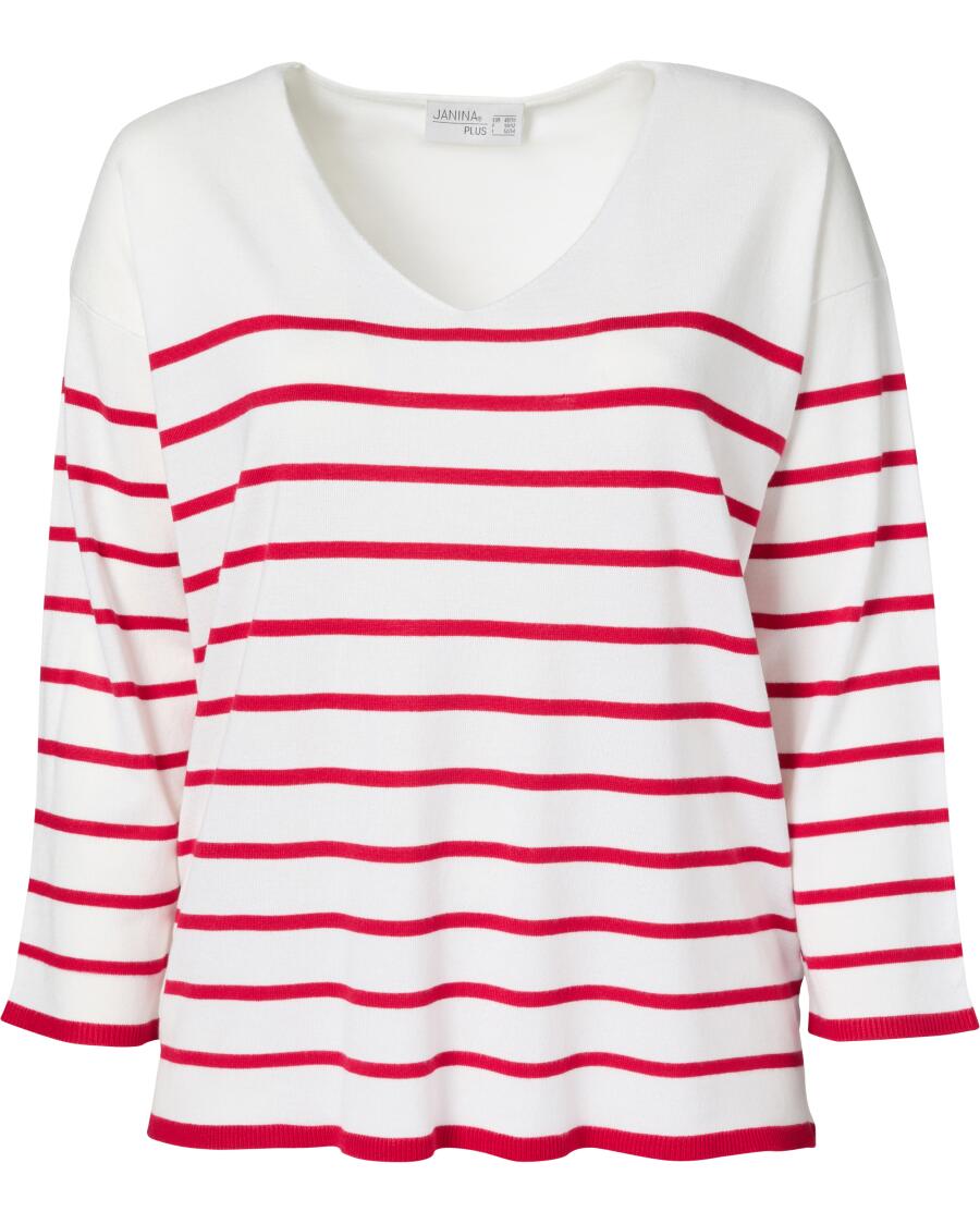 Pullover mit Streifen weiß/rot