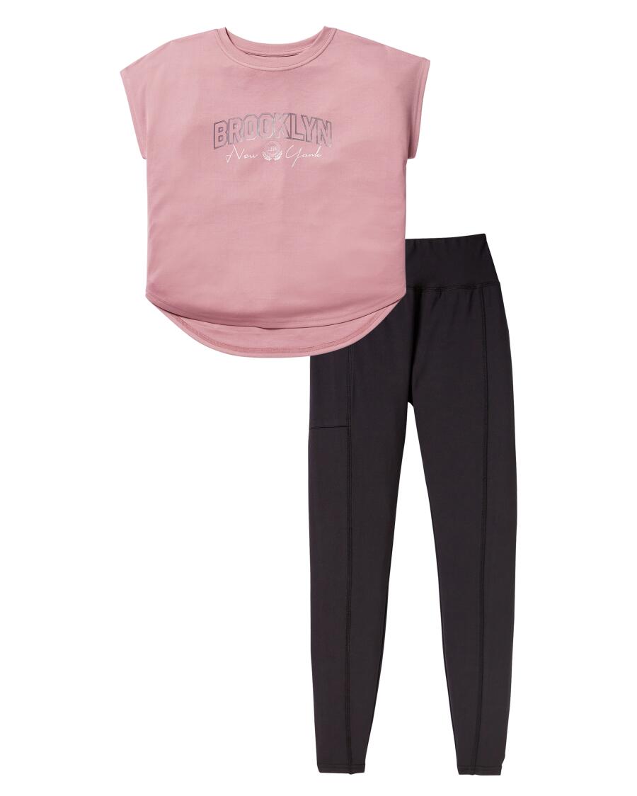 Koszulka sportowa + legginsy lawendowy