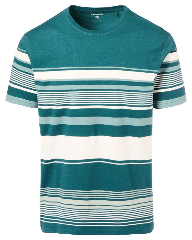 Striped T-shirt for men, dark green striped (KiK Gestreiftes T-Shirt (dunkelgrün gestreift)) — KiK, authentic German product in Morocco