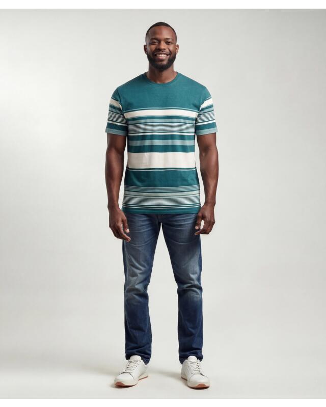 T-shirt rayé homme, vert foncé rayé (KiK Gestreiftes T-Shirt (dunkelgrün gestreift)) — KiK, produit allemand authentique au Maroc