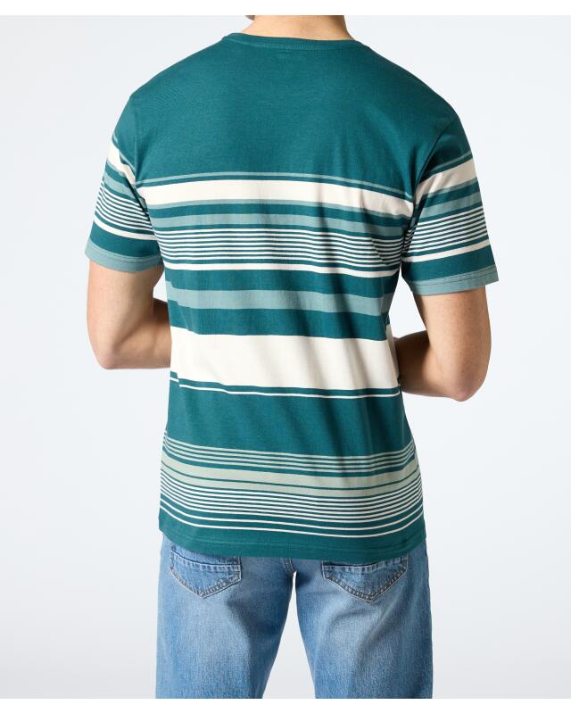 Striped T-shirt for men, dark green striped (KiK Gestreiftes T-Shirt (dunkelgrün gestreift)) — KiK, authentic German product in Morocco