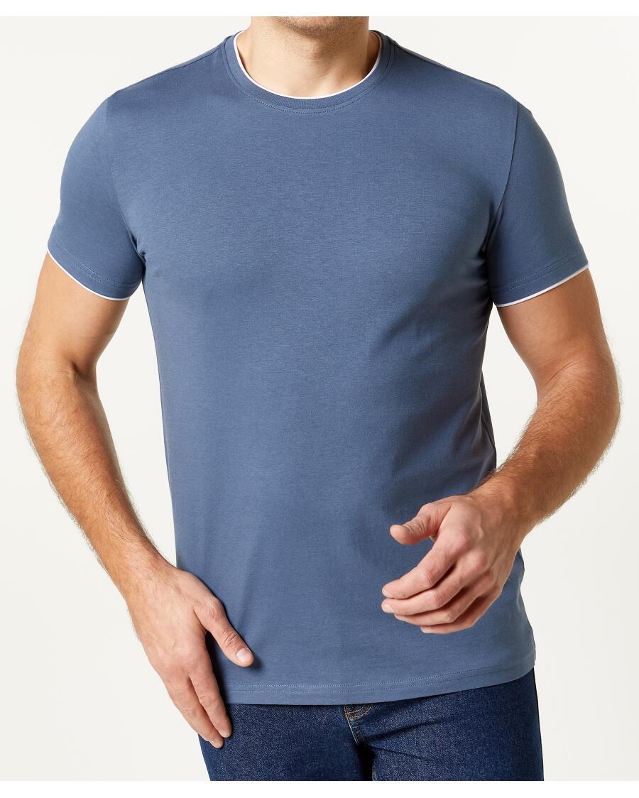 T-Shirt in Doppellagenoptik jeansblau