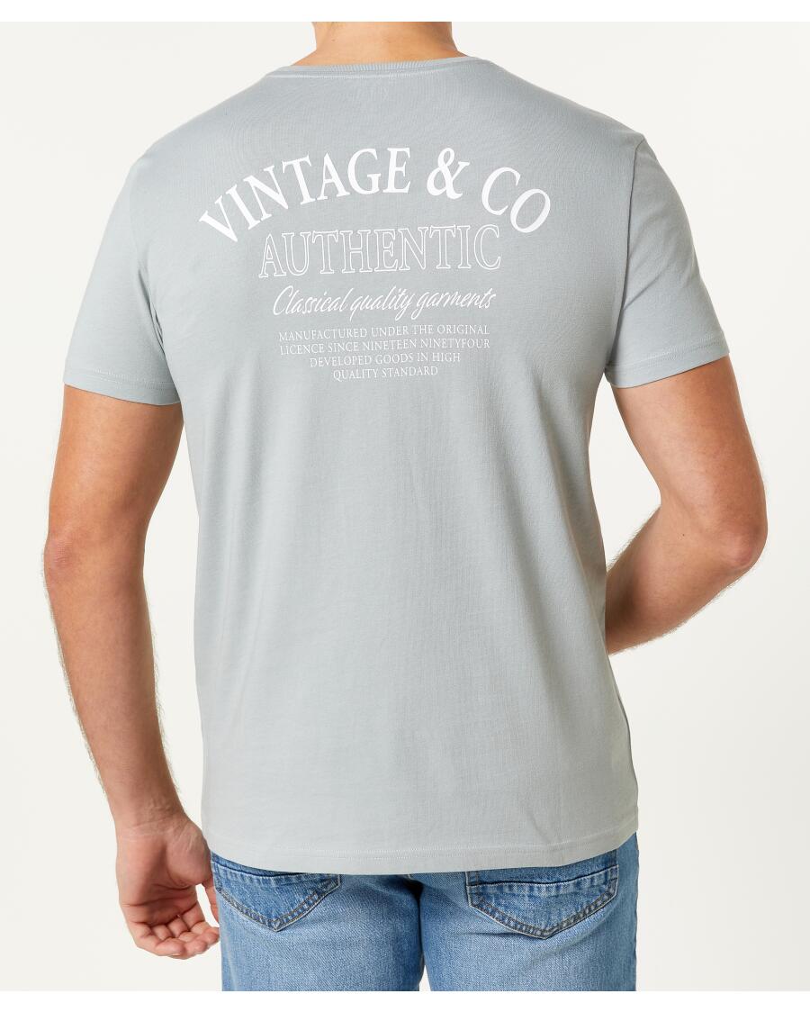 T-Shirt z nadrukiem z przodu i z tyłu Identic, okrągły dekolt