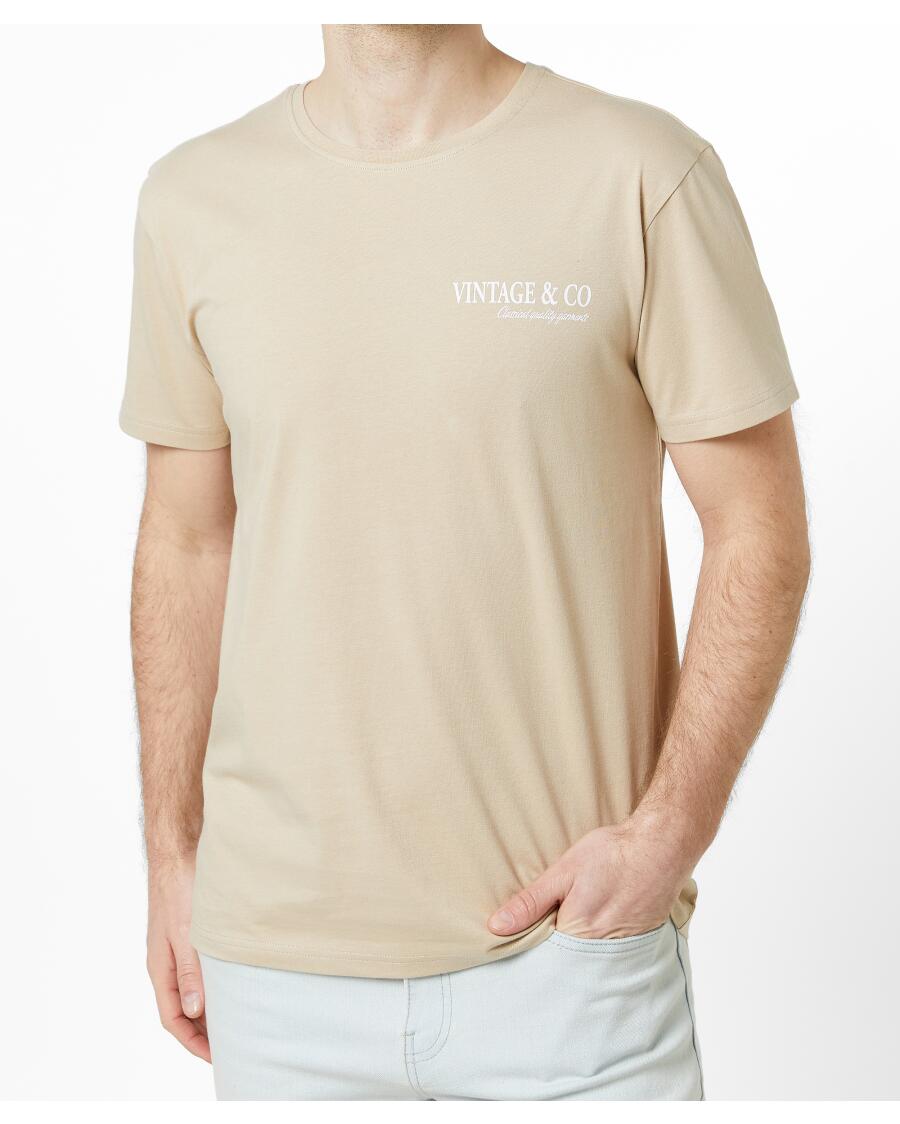 T-Shirt mit Front- und Backprint naturfarben
