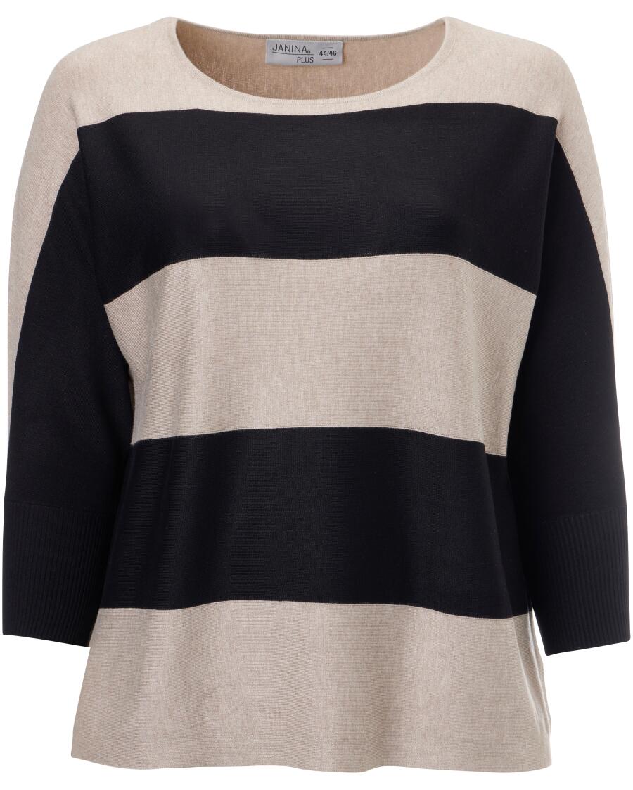Pullover mit Rippbündchen schwarz/beige