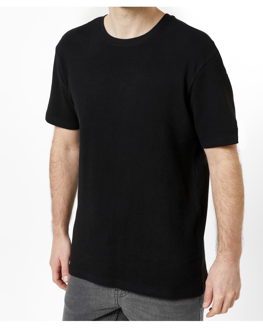 T-Shirt prążkowany czarny