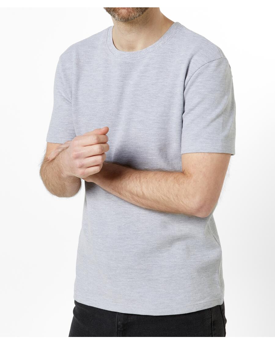 Geripptes T-Shirt grau melange