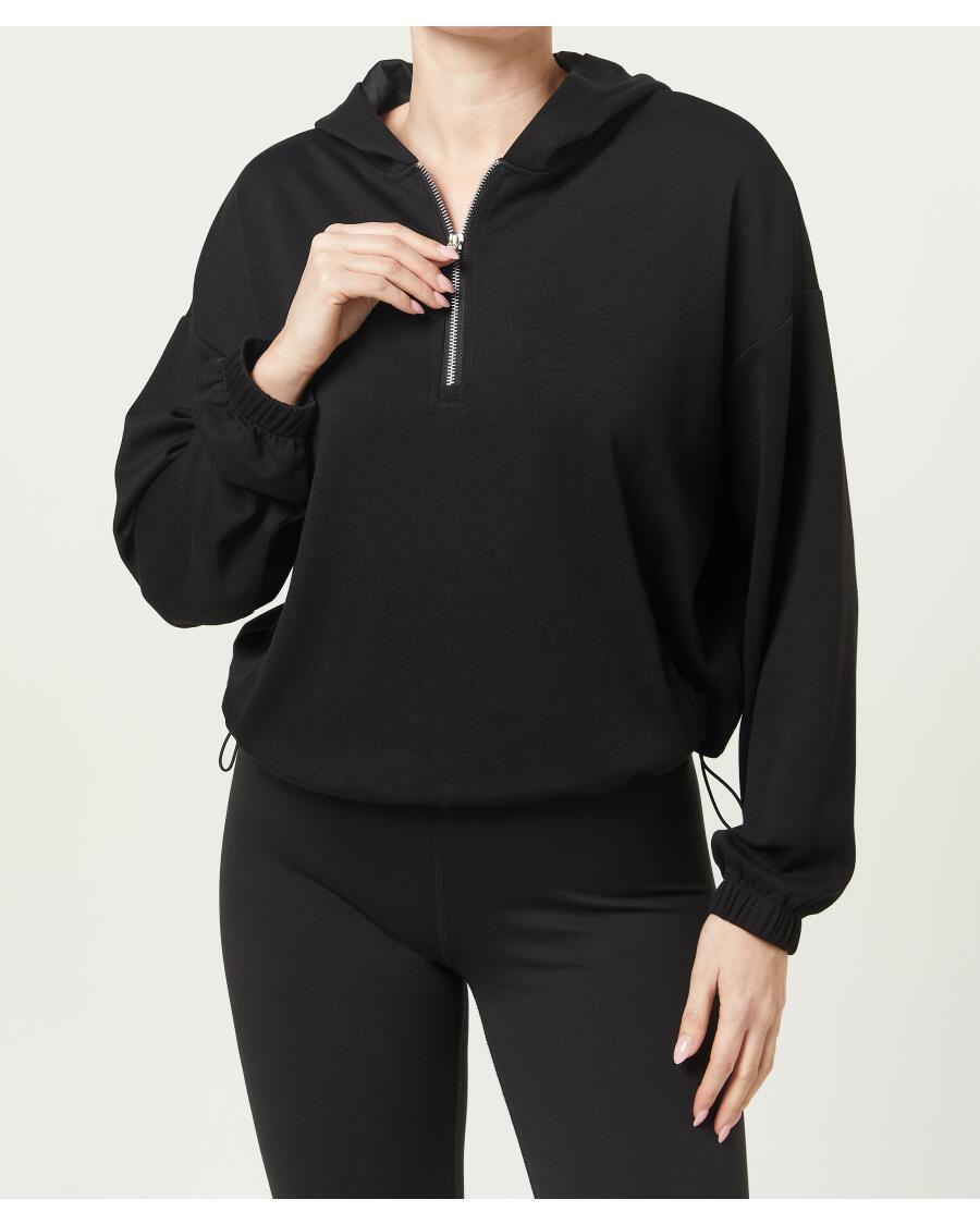 Sport-Pullover mit verstellbarem Saum schwarz