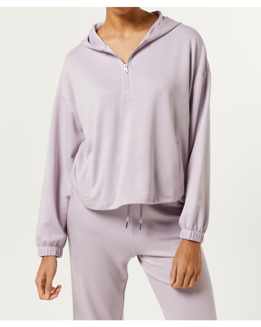 Sweter sportowy z regulowanym dołem jasnoliliowy