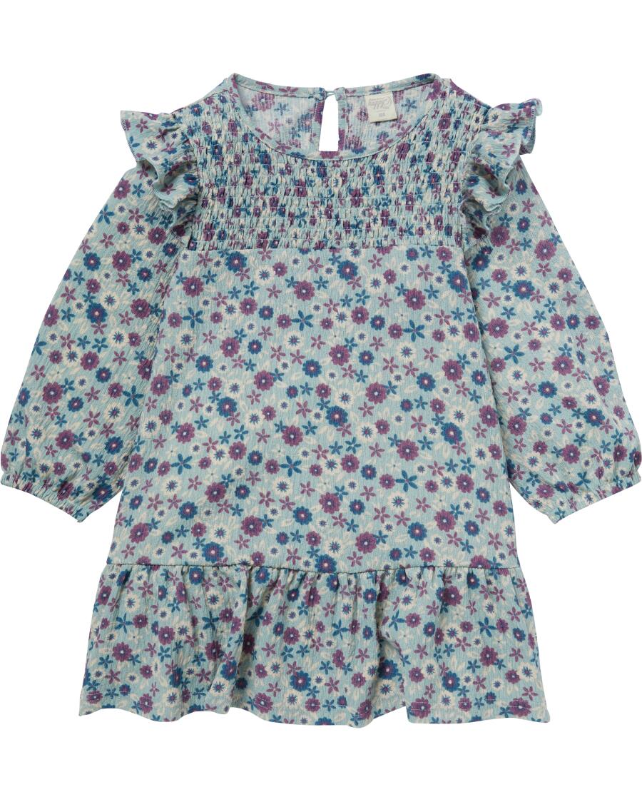 Kleid mit Smok-Effekt grau