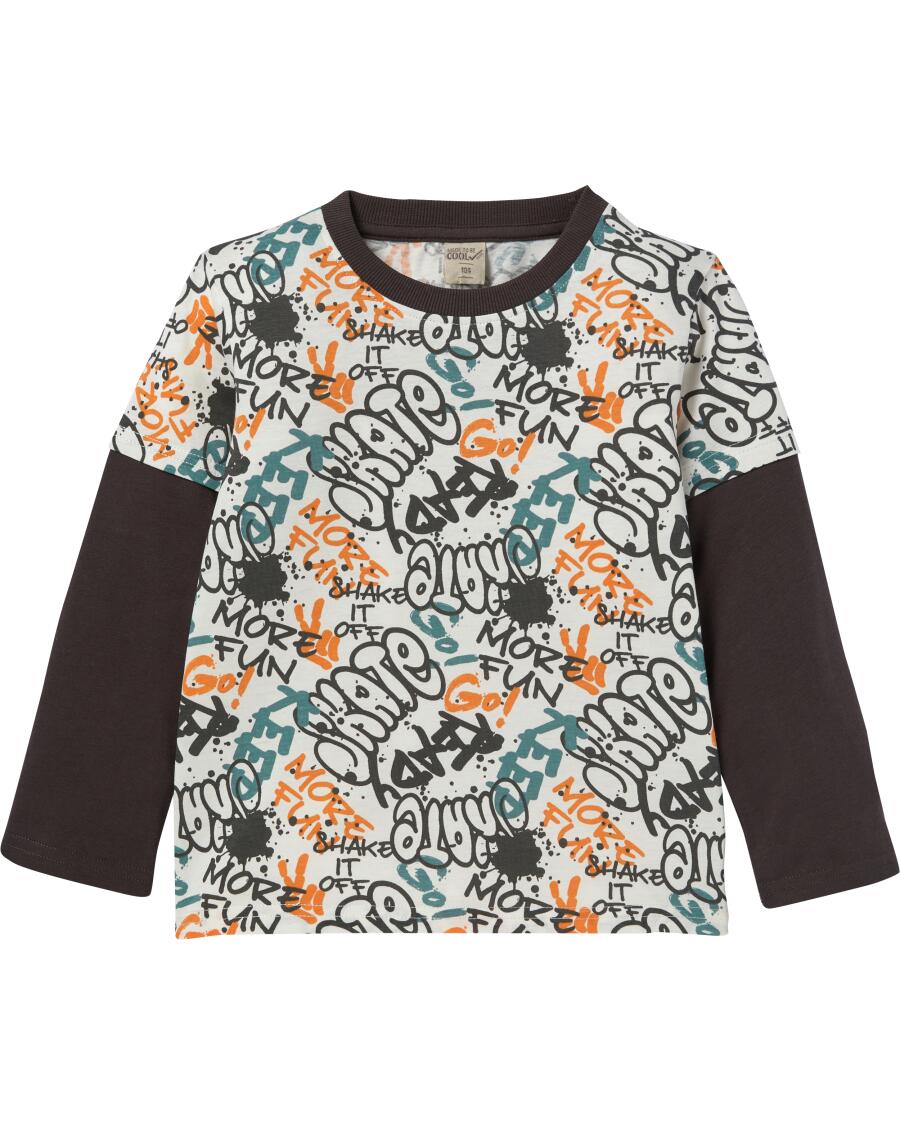 Langarmshirt in 2-in-1-Optik offwhite