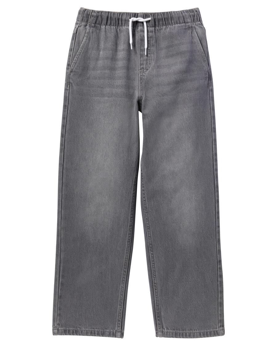 Jeansy ze sznurkiem ściągającym szary jeans