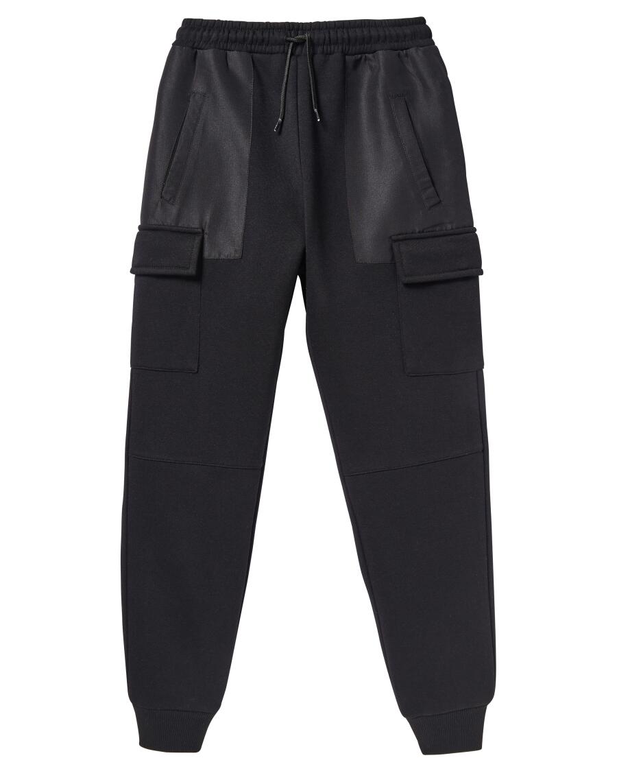 Jogginghose mit Nylon-Einsätzen schwarz