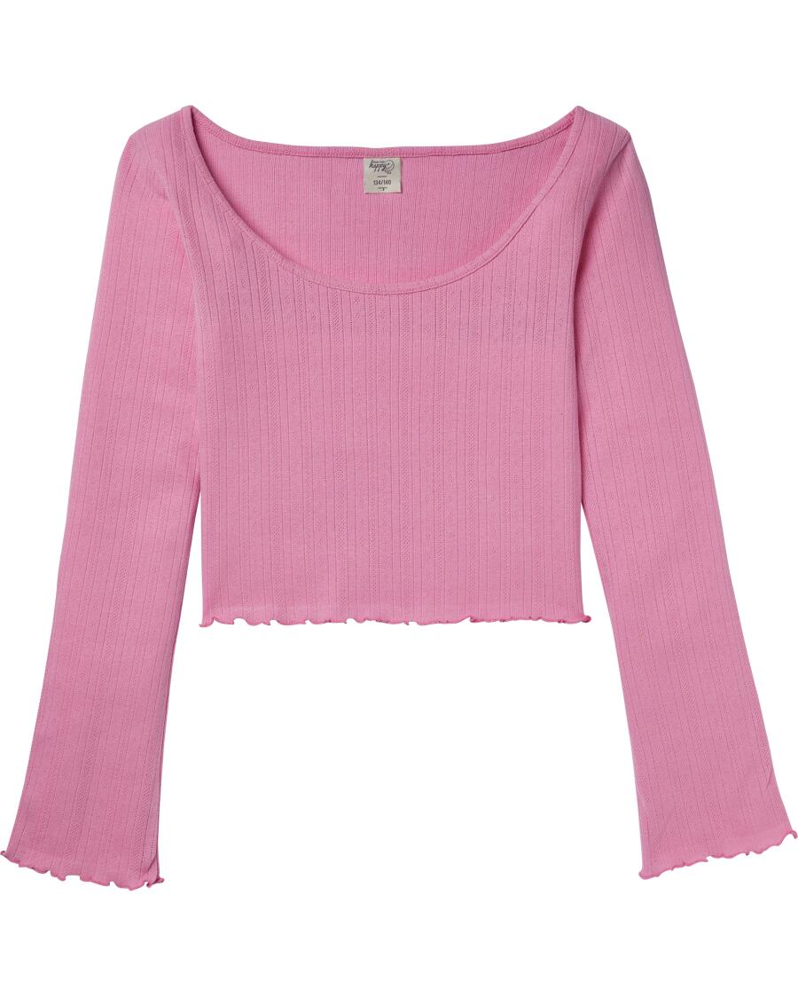 Cropped shirt met lange mouwen roze