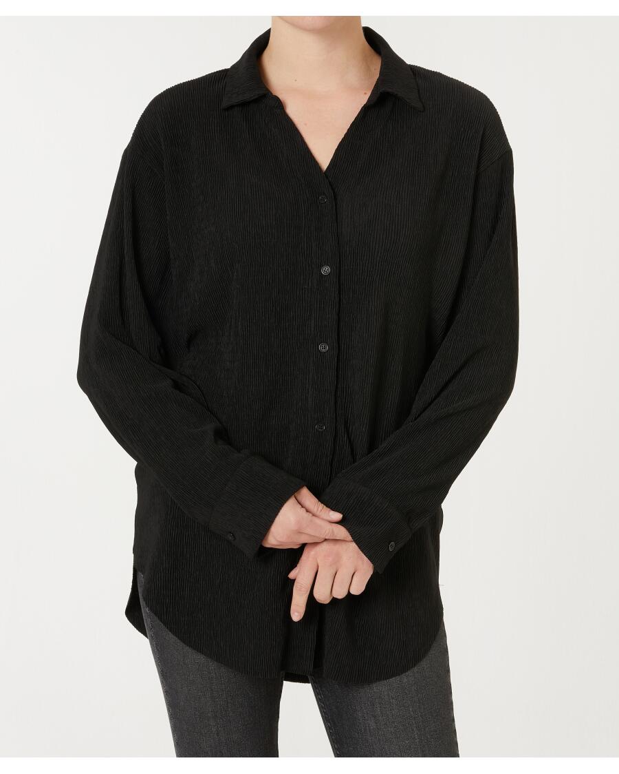 Crinkle-Bluse schwarz