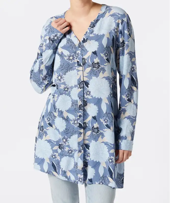 Długa bluzka z kwiatowym nadrukiem