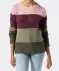 Strickpullover mit Blockstreifen rose/grün