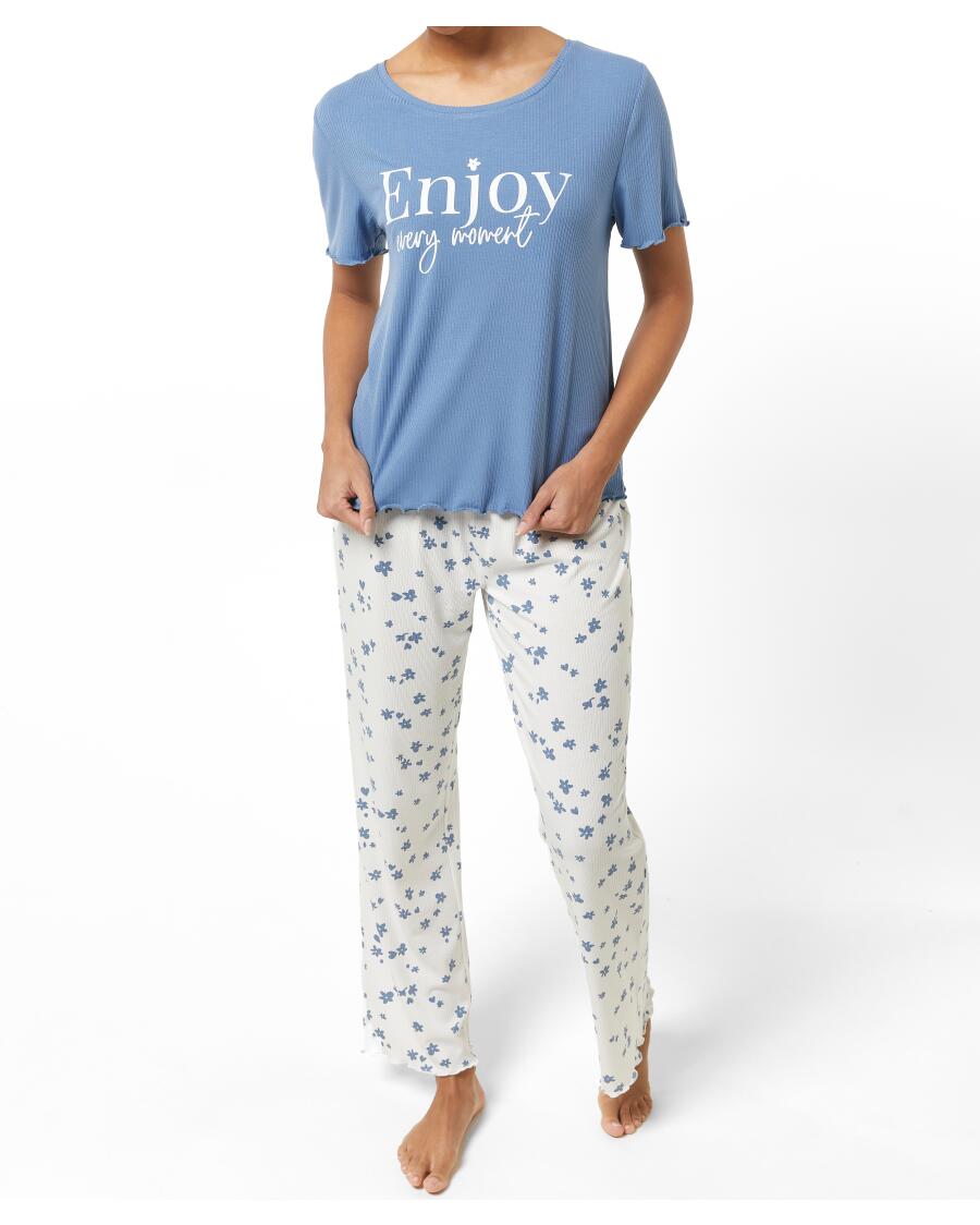Pyjama Blumen blau